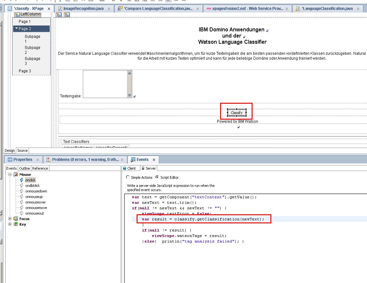 Domino Watson Integration XPages Maske