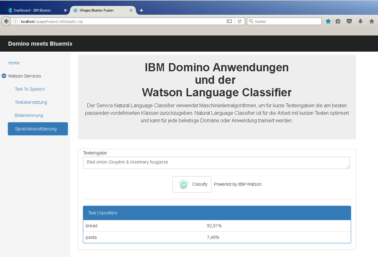 Domino Watson Integration Anwendung