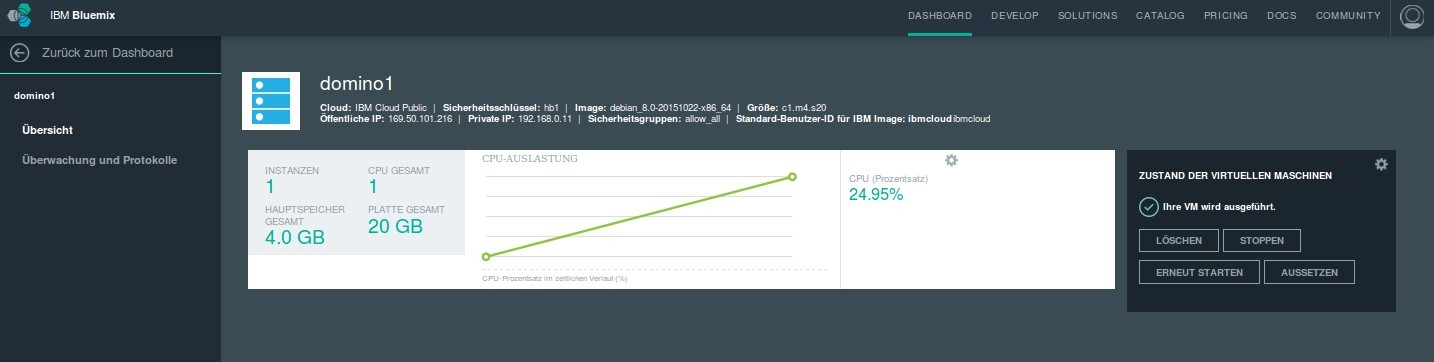 Bluemix virtuelle Maschinen