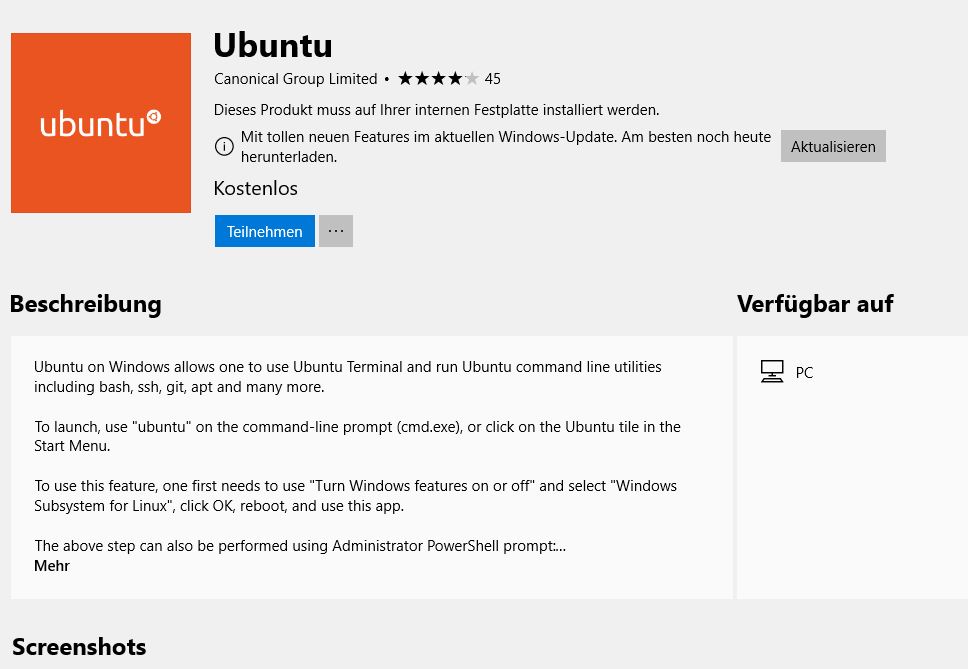 windows 10 Ubuntue